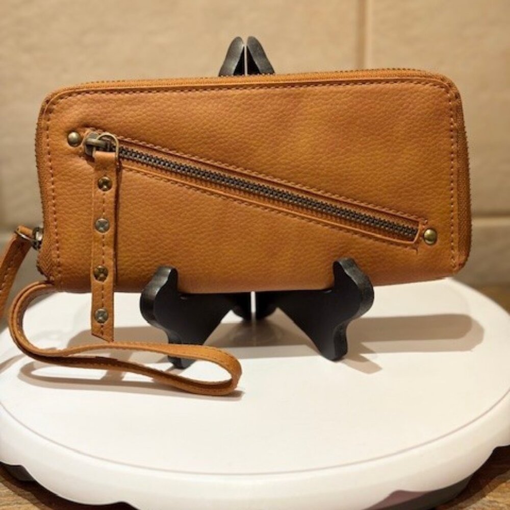 Free People Distressed Tan / Brown Vegan Wallet Brand New - Never Used